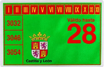 Pegatina de la ITV de Castilla y León, válida hasta 2028